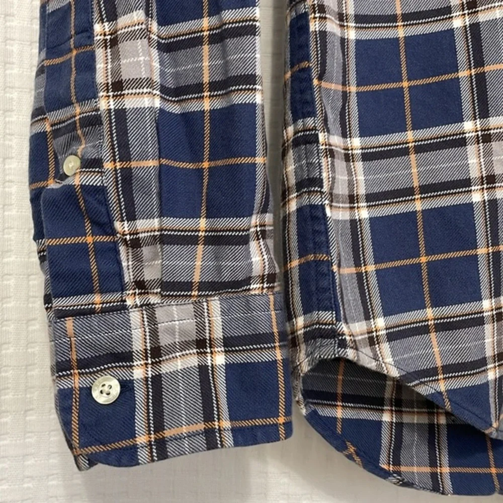 J. Crew men’s Medium blue &‎ white plaid lightweight cotton flannel shirt. EUC